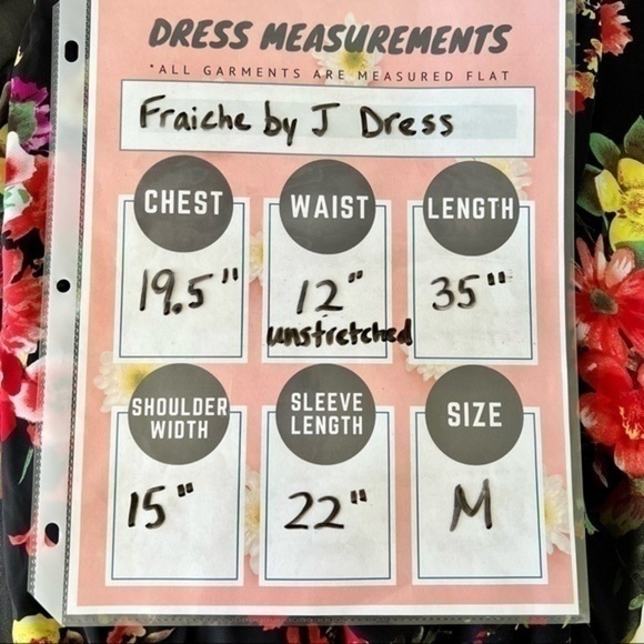 NEW Fraiche By J Dress Black Multi Floral Sheer Long Sleeve Women’s Dress Size M - Picture 11 of 11